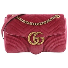 Gucci GG Marmont Flap Bag Matelasse Velvet Medium