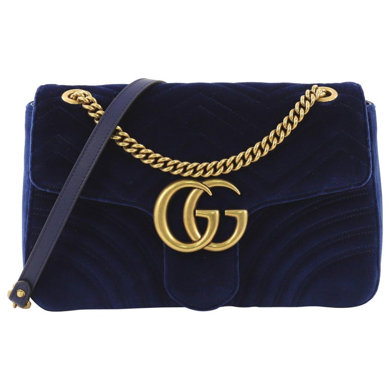Gucci GG Marmont Flap Bag Matelasse Velvet Medium at 1stdibs