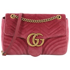 Gucci GG Marmont Flap Bag Matelasse Velvet Medium