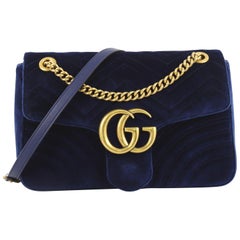 Gucci GG Marmont Flap Bag Matelasse Velvet Medium