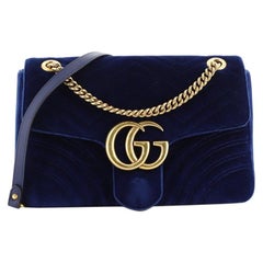  Gucci GG Marmont Flap Bag Matelasse Velvet Medium