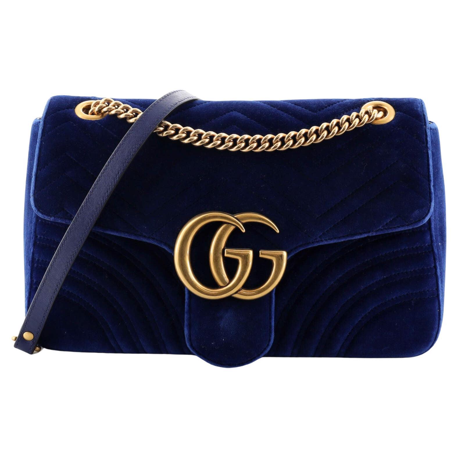 Gucci GG Marmont Flap Bag Matelasse Velvet Medium