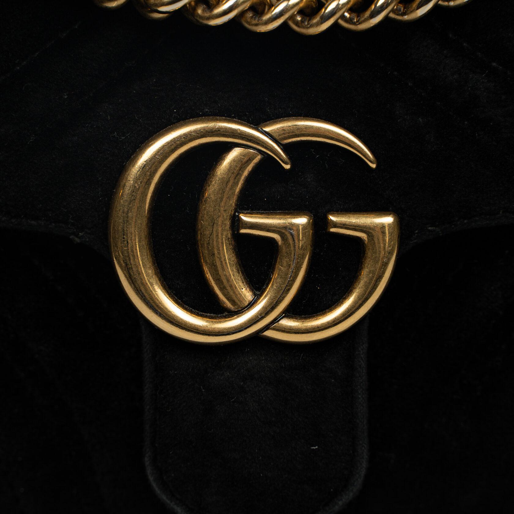 Gucci GG Marmont Flap Bag Matelasse Velvet Mini For Sale 6