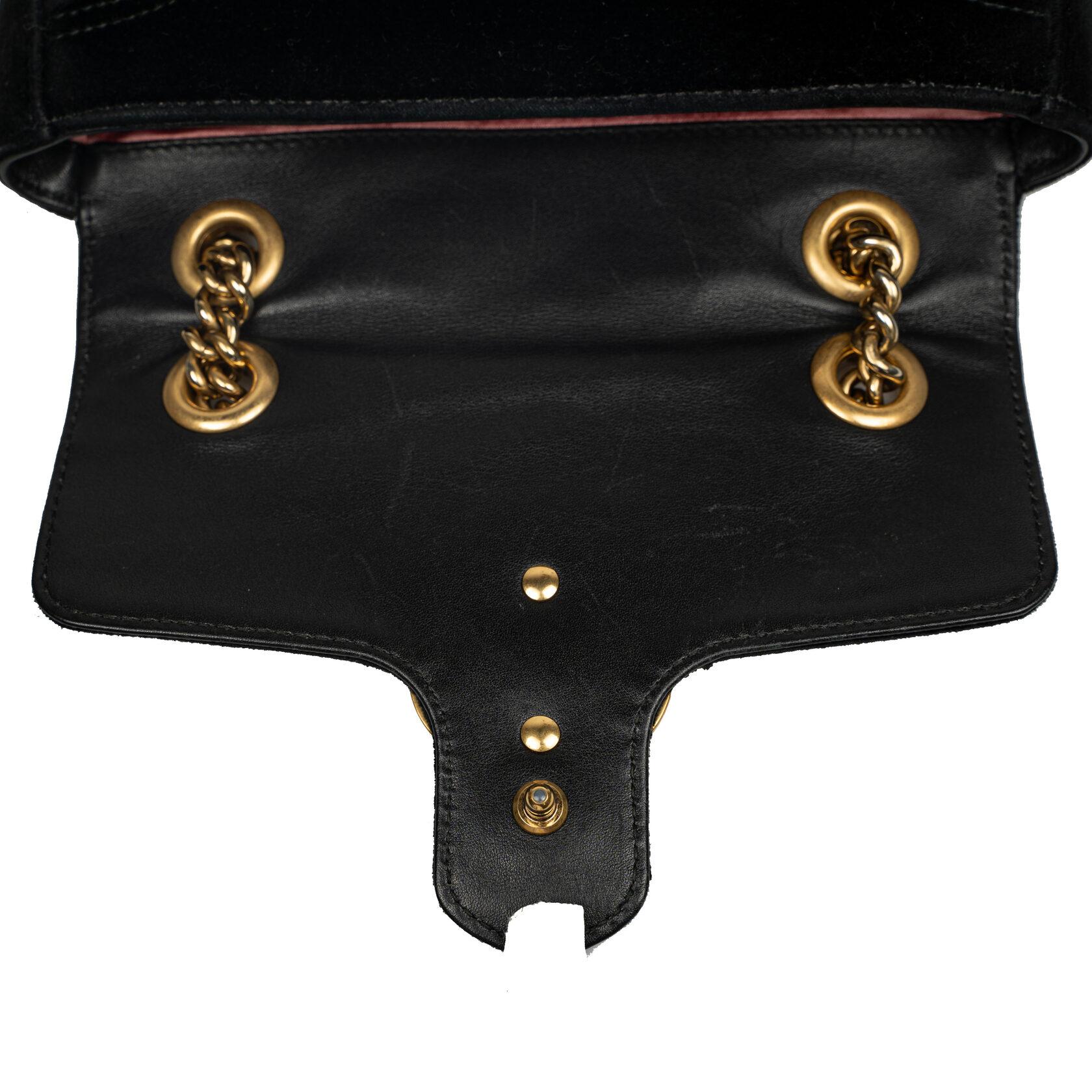 Gucci GG Marmont Flap Bag Matelasse Velvet Mini For Sale 8