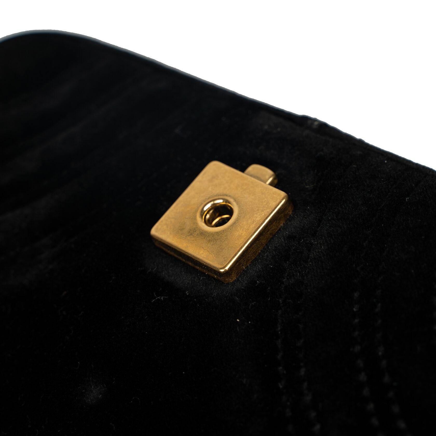 Gucci GG Marmont Flap Bag Matelasse Velvet Mini For Sale 11