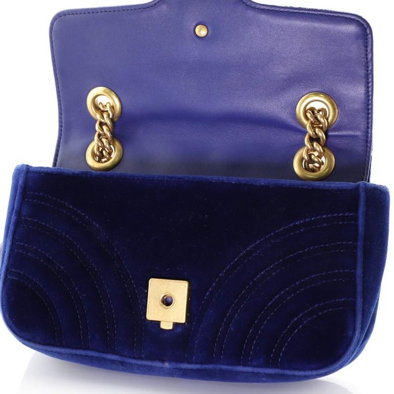 Gucci GG Marmont Flap Bag Matelasse Velvet Mini For Sale at 1stdibs
