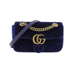 Gucci GG Marmont Flap Bag Matelasse Velvet Mini Used Gucci GG Marmont Flap Bag Matelasse Velvet Mini