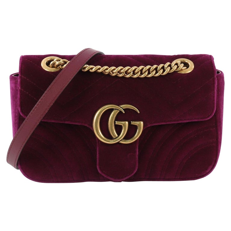 Gucci GG Marmont Flap Bag Matelasse Velvet Mini For Sale at 1stdibs