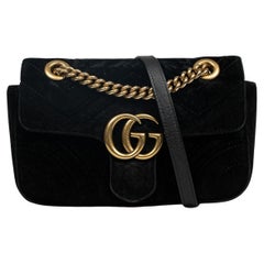 Used Gucci GG Marmont Flap Bag Matelasse Velvet Mini
