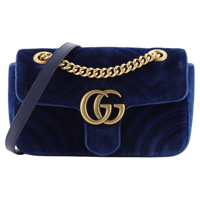 Gucci GG Marmont Flap Bag Matelasse Velvet Mini For Sale at 1stDibs