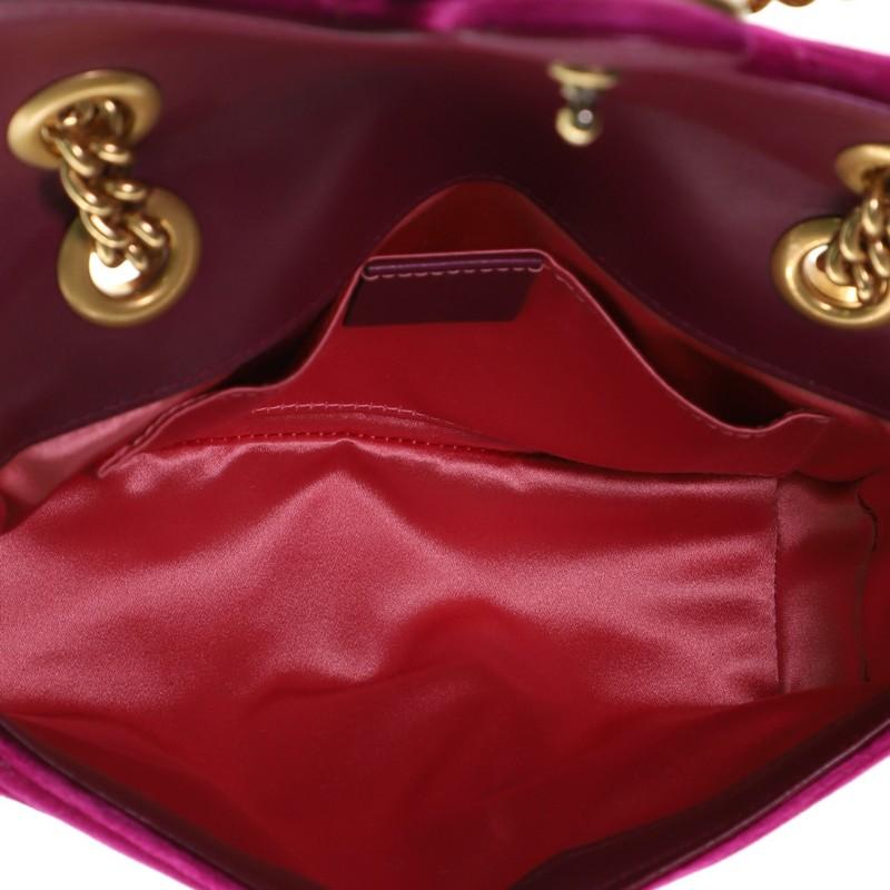 Red Gucci GG Marmont Flap Bag Matelasse Velvet Small