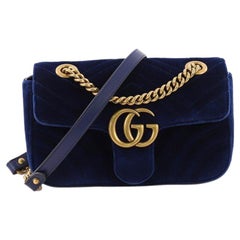 Gucci GG Marmont Flap Bag Matelasse Velvet Small Used Gucci GG Marmont Flap Bag Matelasse Velvet Small