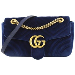 Gucci GG Marmont Flap Bag Matelasse Velvet Small
