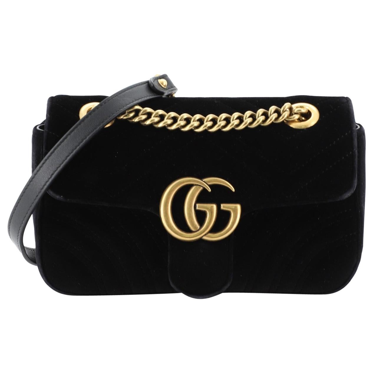 Gucci GG Marmont Flap Bag Matelasse Velvet Small 