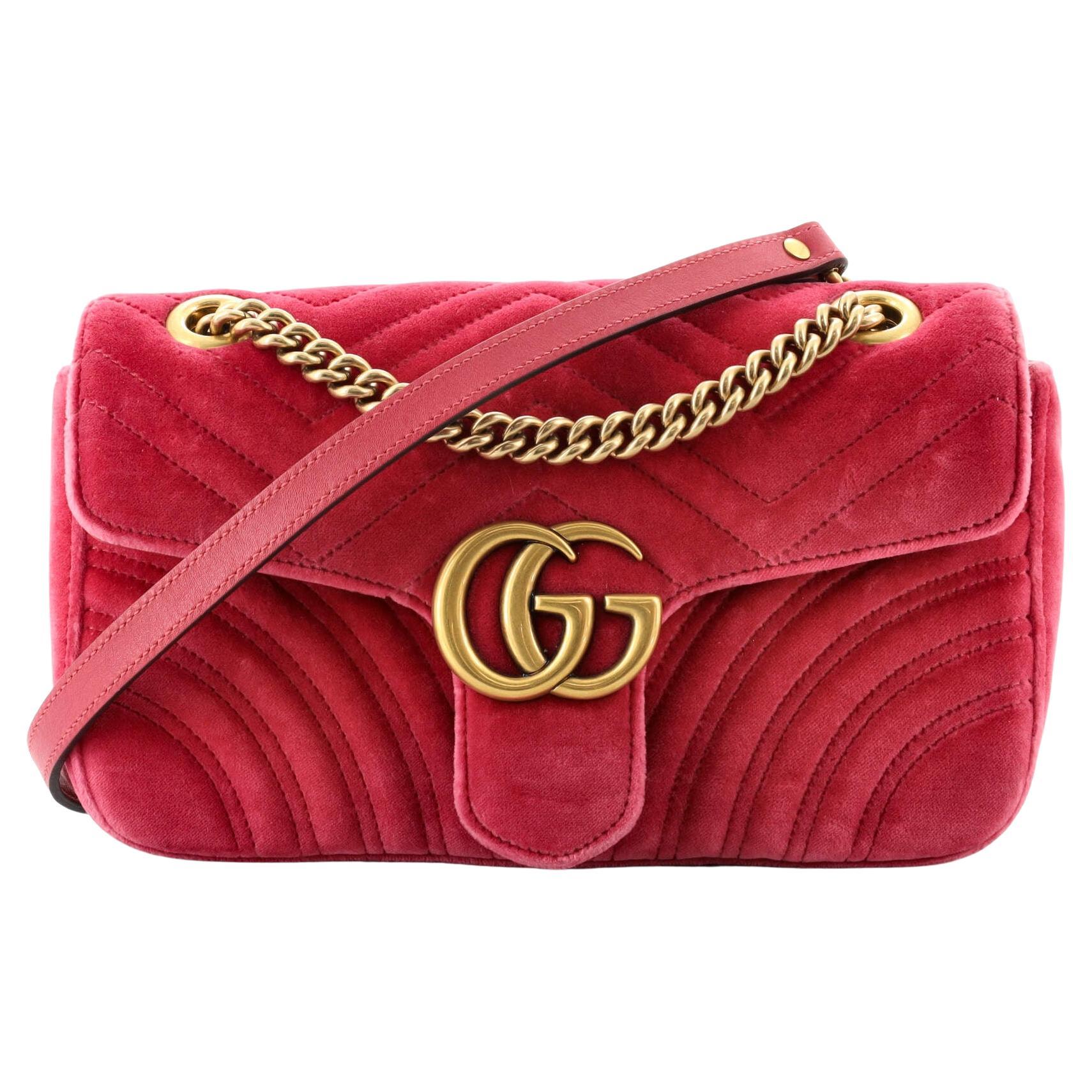 Gucci GG Marmont Flap Bag Matelasse Velvet Small