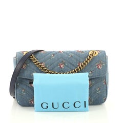 Gucci GG Marmont Flap Bag Printed Matelasse Denim Small