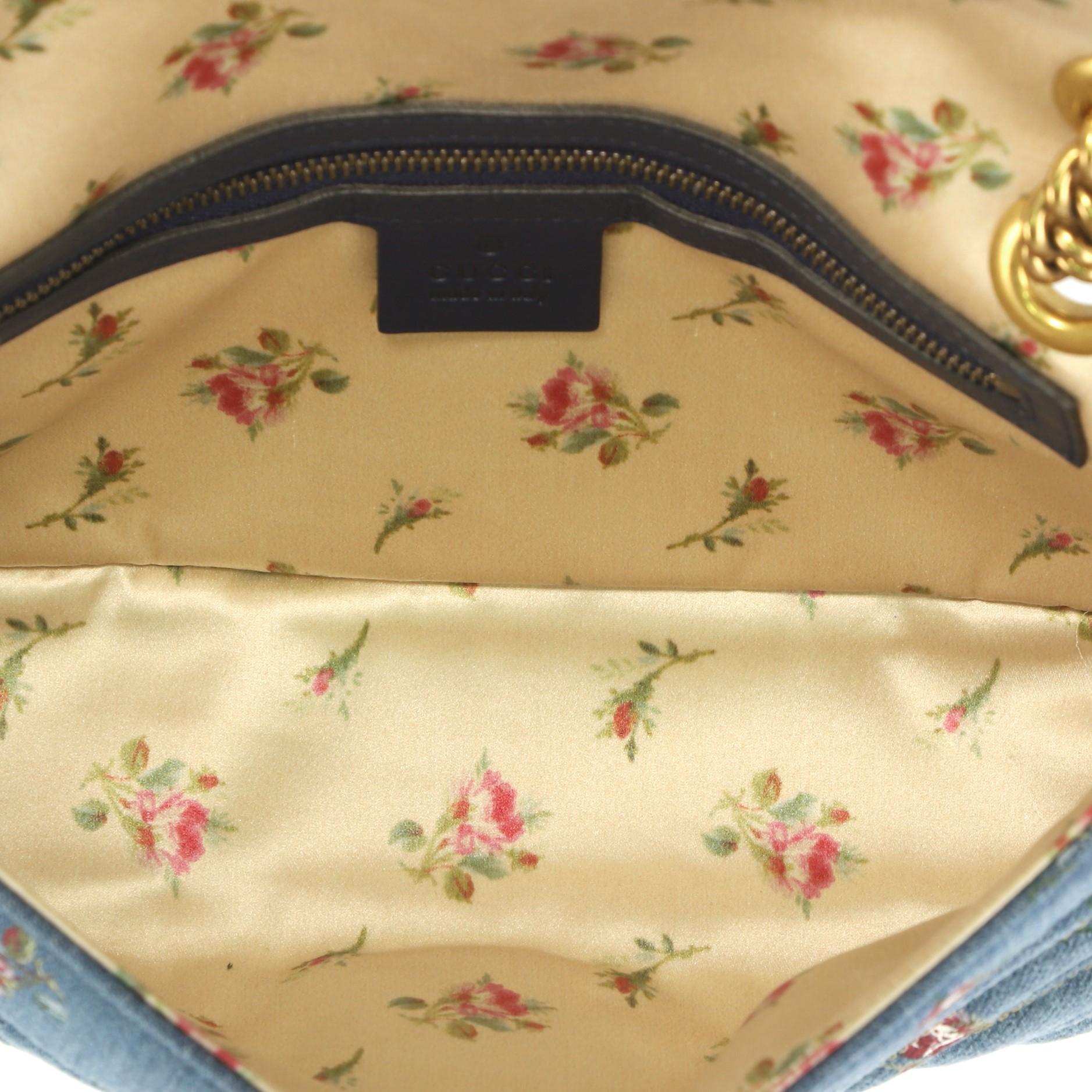 Women's or Men's Gucci GG Marmont Flap Bag Printed Matelasse Denim Small
