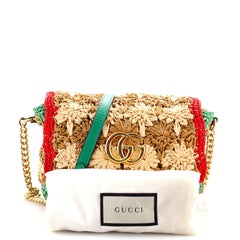 Gucci GG Marmont Flap Bag Raffia Small