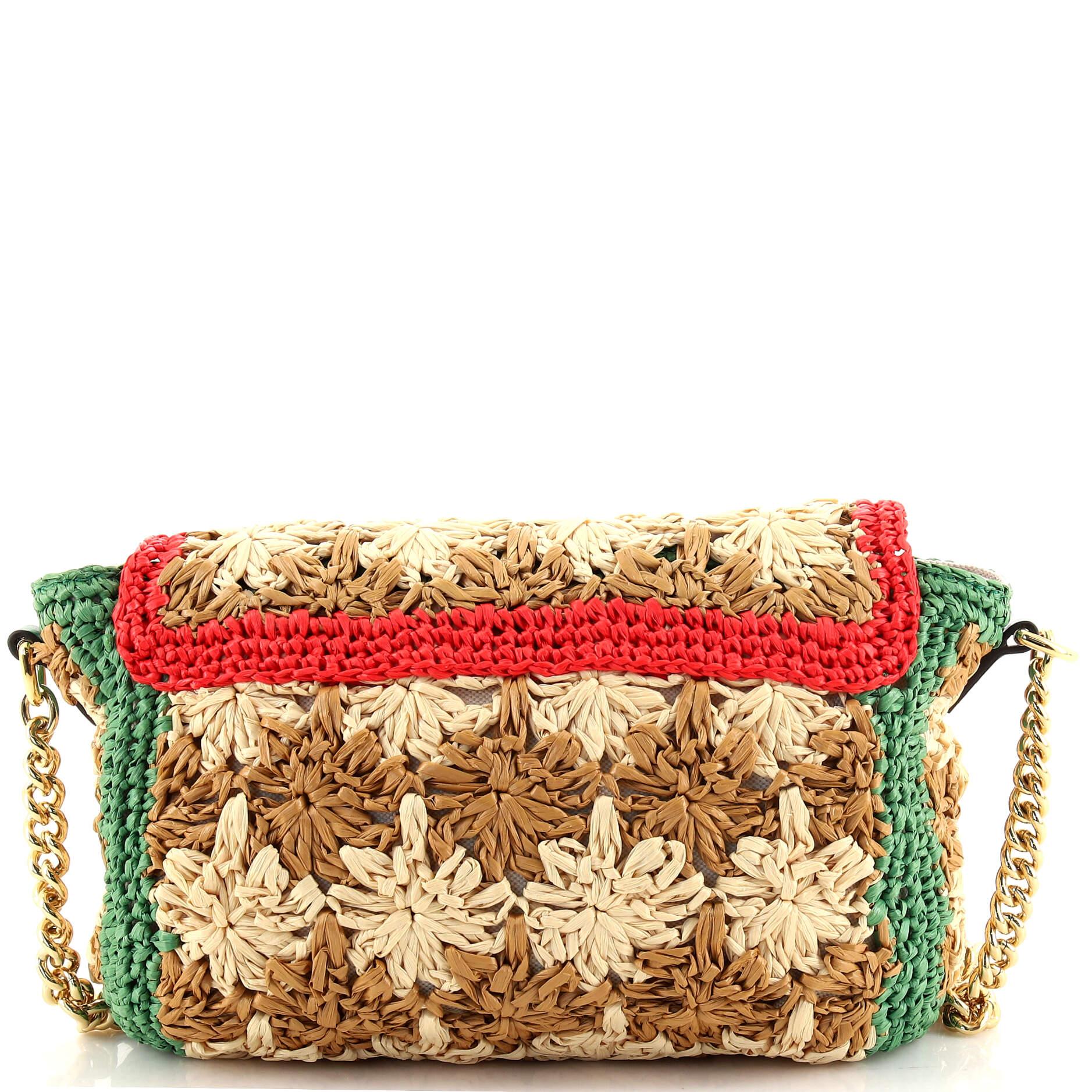 Gucci GG Marmont Flap Bag Raffia Small In Good Condition In NY, NY