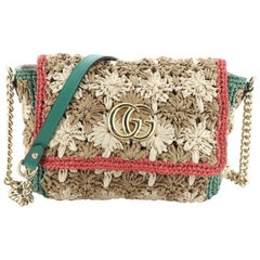 Gucci GG Marmont Flap Bag Raffia Small