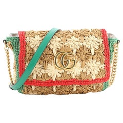 Gucci GG Marmont Flap Bag Raffia Small