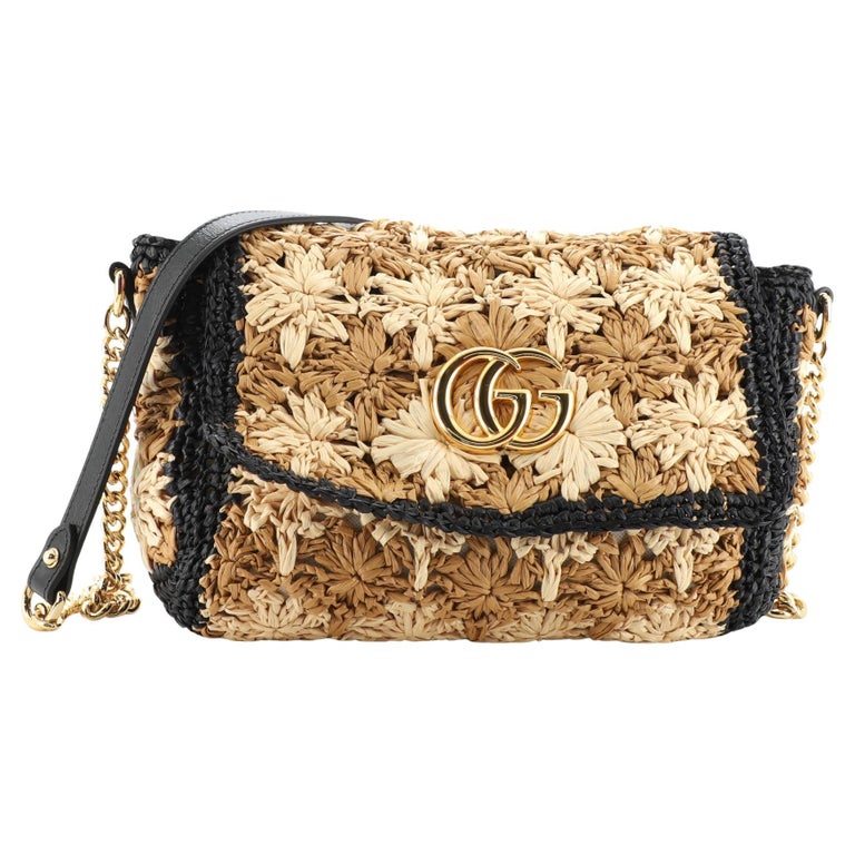 Gucci GG Marmont Flap Bag Raffia Small at 1stDibs