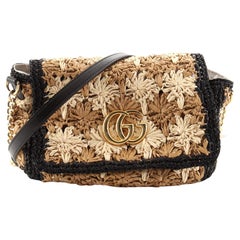 Gucci GG Marmont Klappentasche Raffia Klein