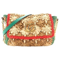 Gucci GG Marmont Flap Bag Raffia Small