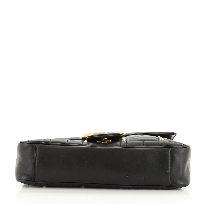Black Gucci  GG Marmont Flap Bag Studded Matelasse Leather Medium