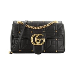 Gucci GG Marmont Flap Bag Studded Matelasse Leather Medium