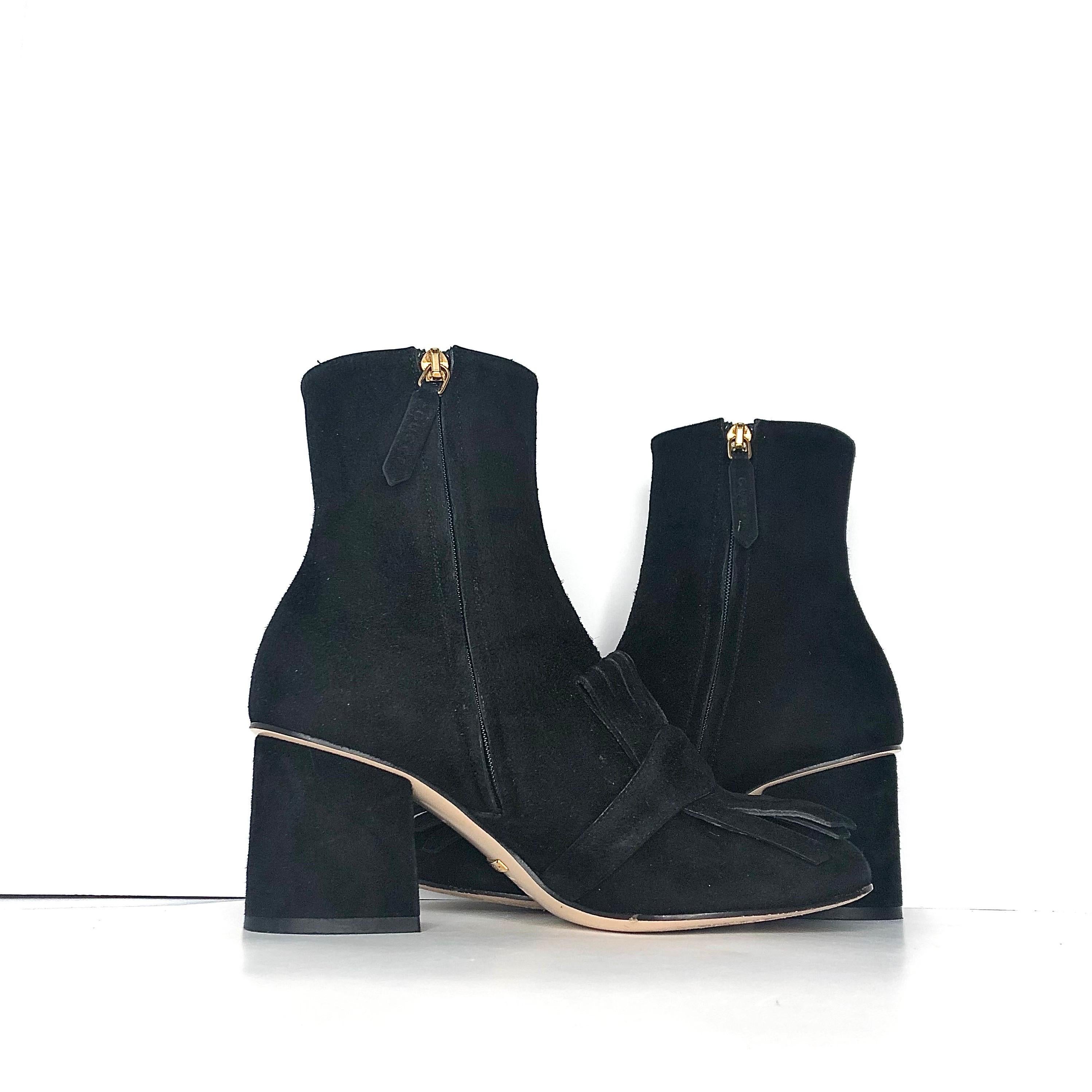 Gucci GG Marmont Flecos Ante Negro Botines 36.5 en Bueno estado para la venta en Mechanicsville, VA