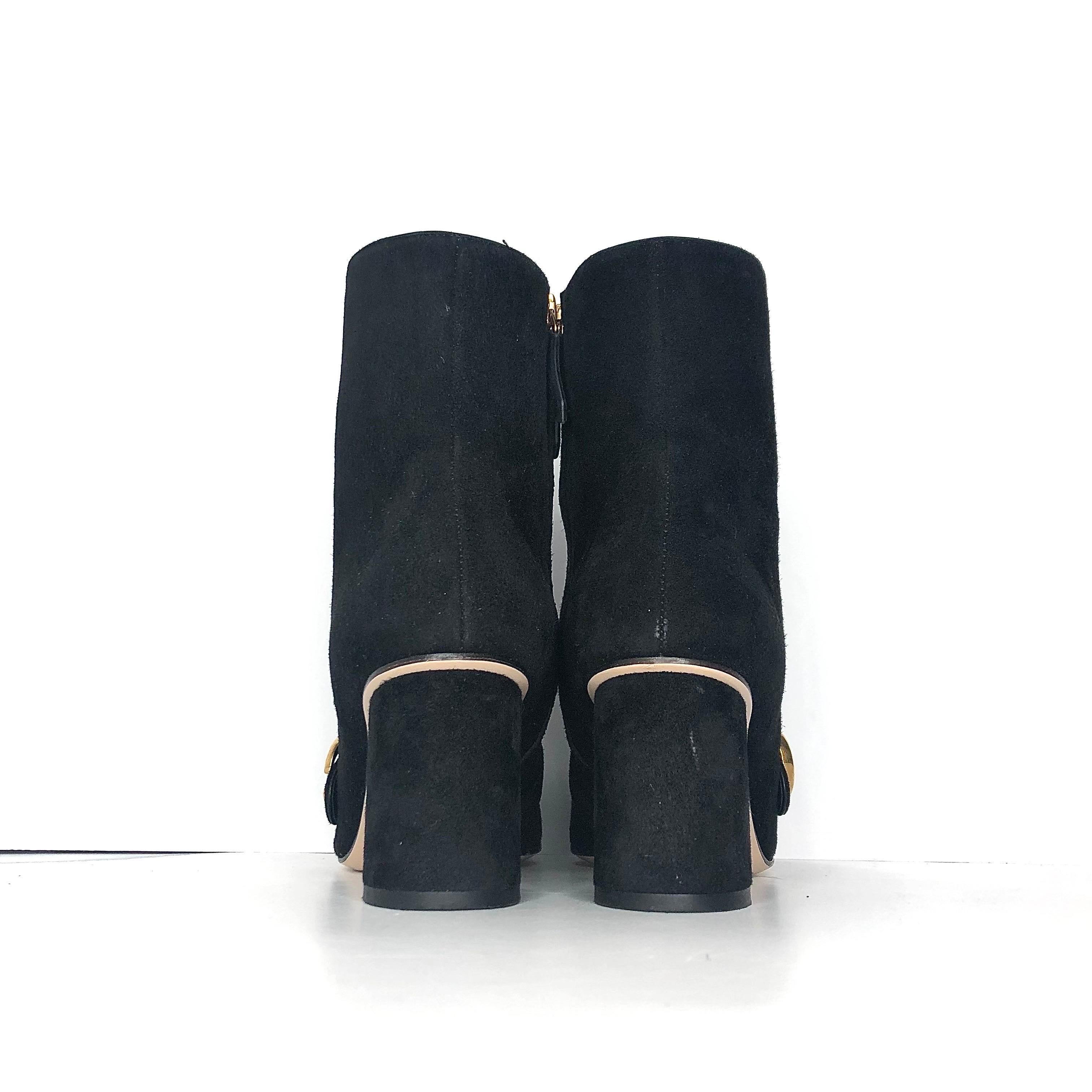 De las mujeres Gucci GG Marmont Flecos Ante Negro Botines 36.5 en venta