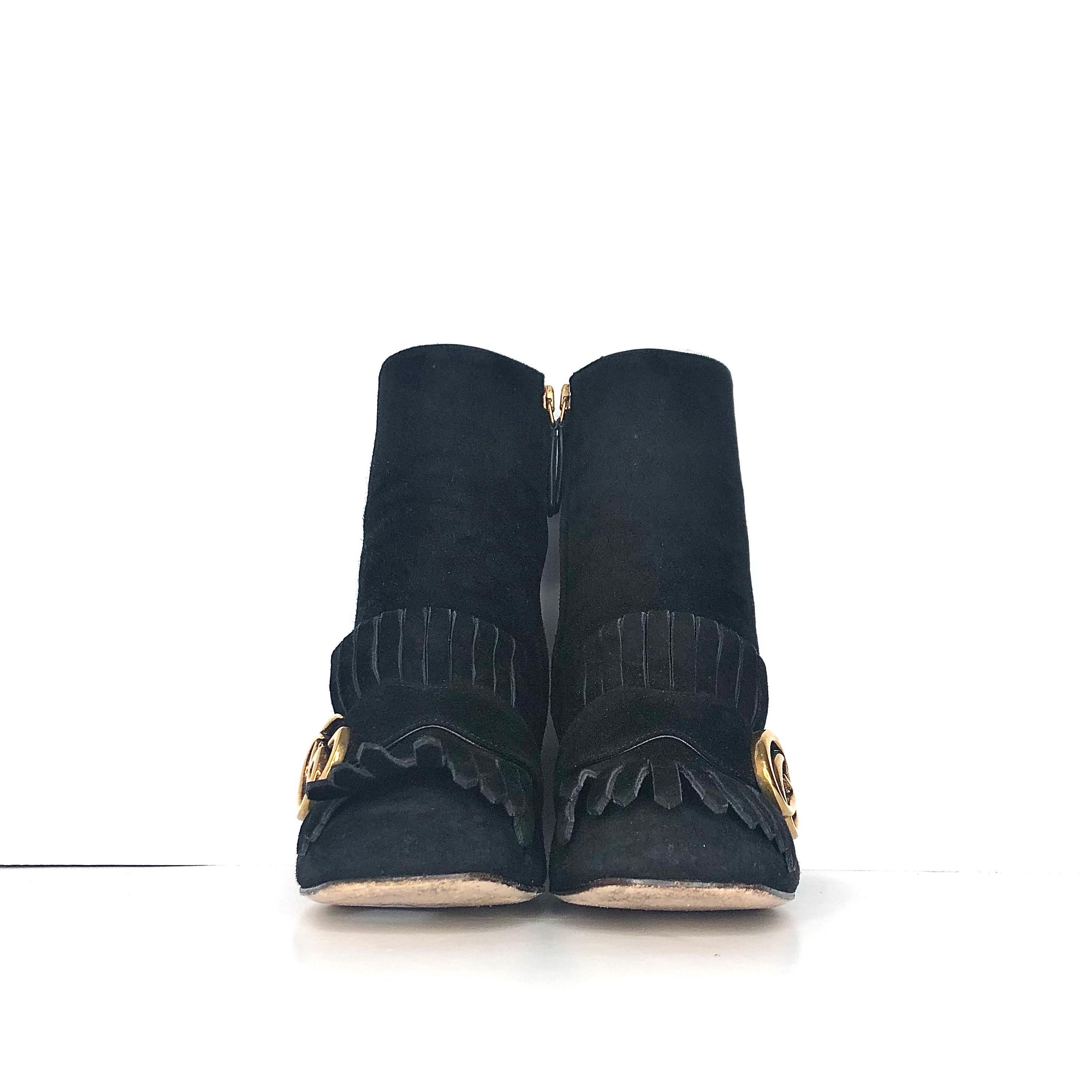 Gucci GG Marmont Flecos Ante Negro Botines 36.5 en venta 1