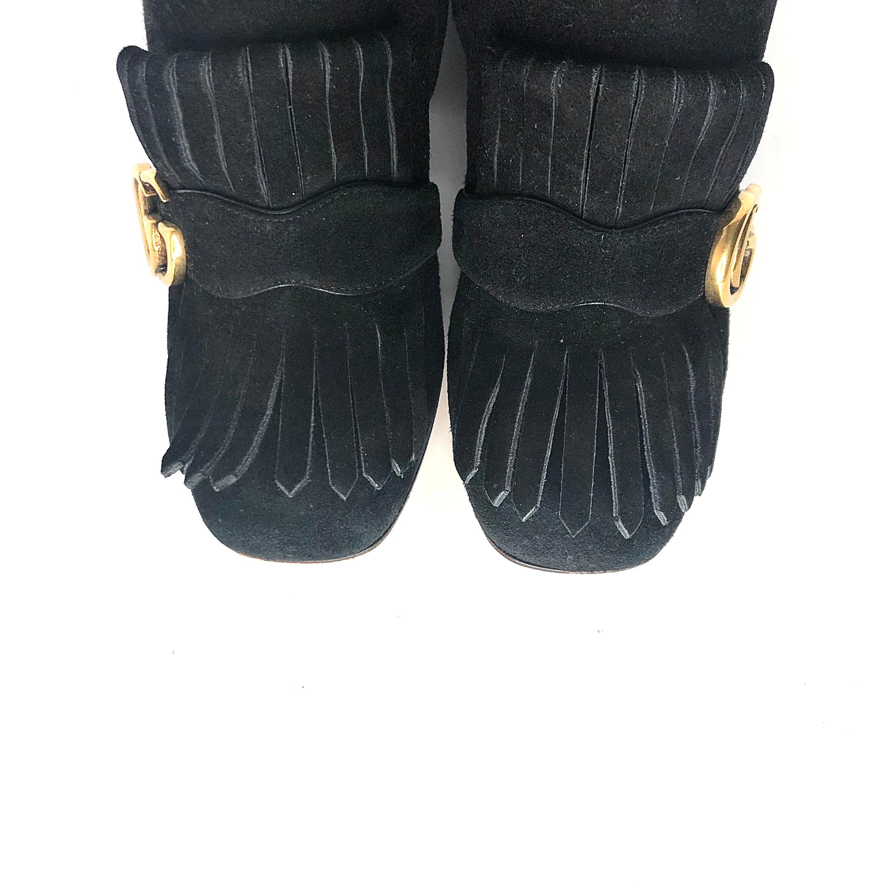 Gucci GG Marmont Flecos Ante Negro Botines 36.5 en venta 2