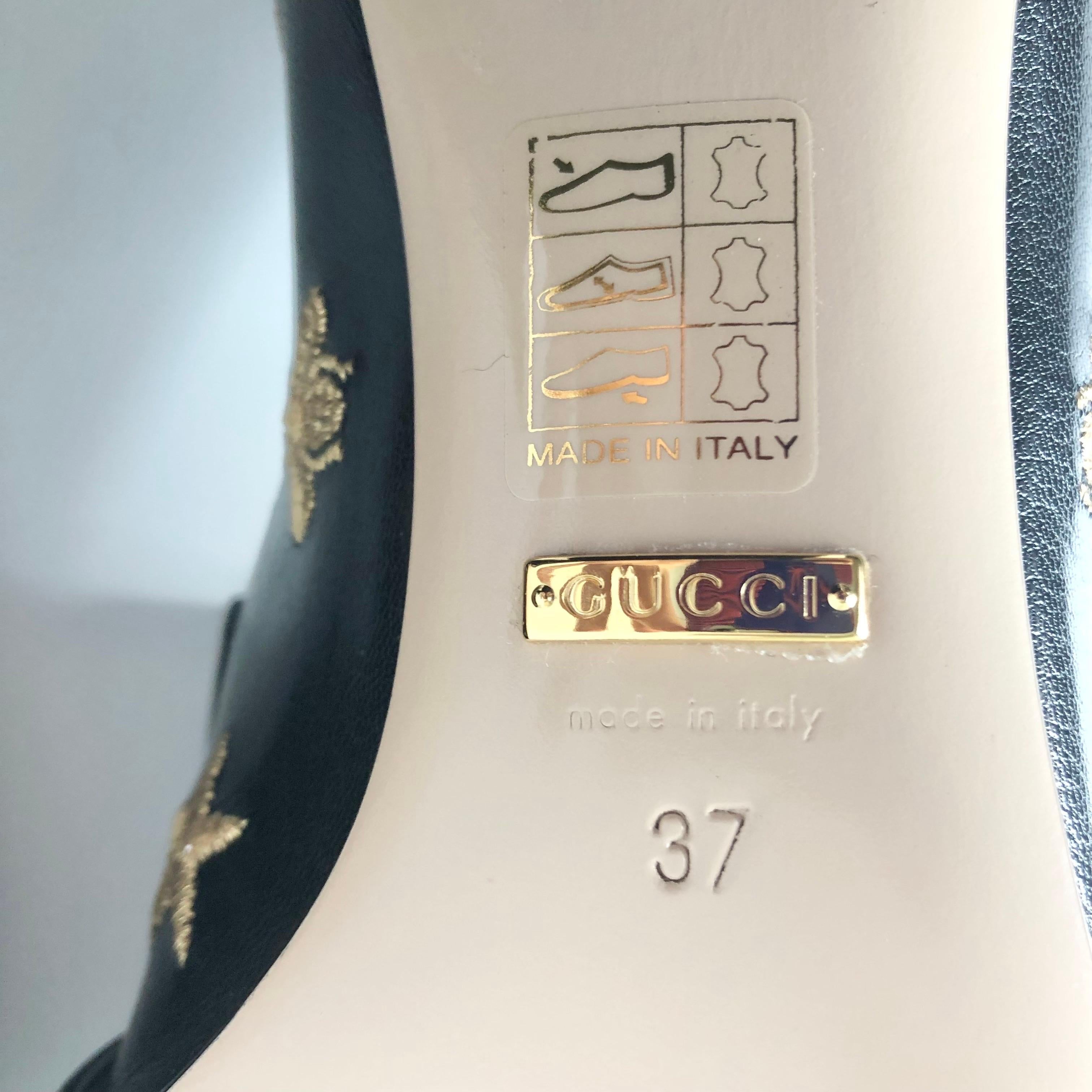 Gucci GG Marmont Fringe Quentin Bee Embroidered Platform Heeled Loafers Pumps 37 in vendita 2