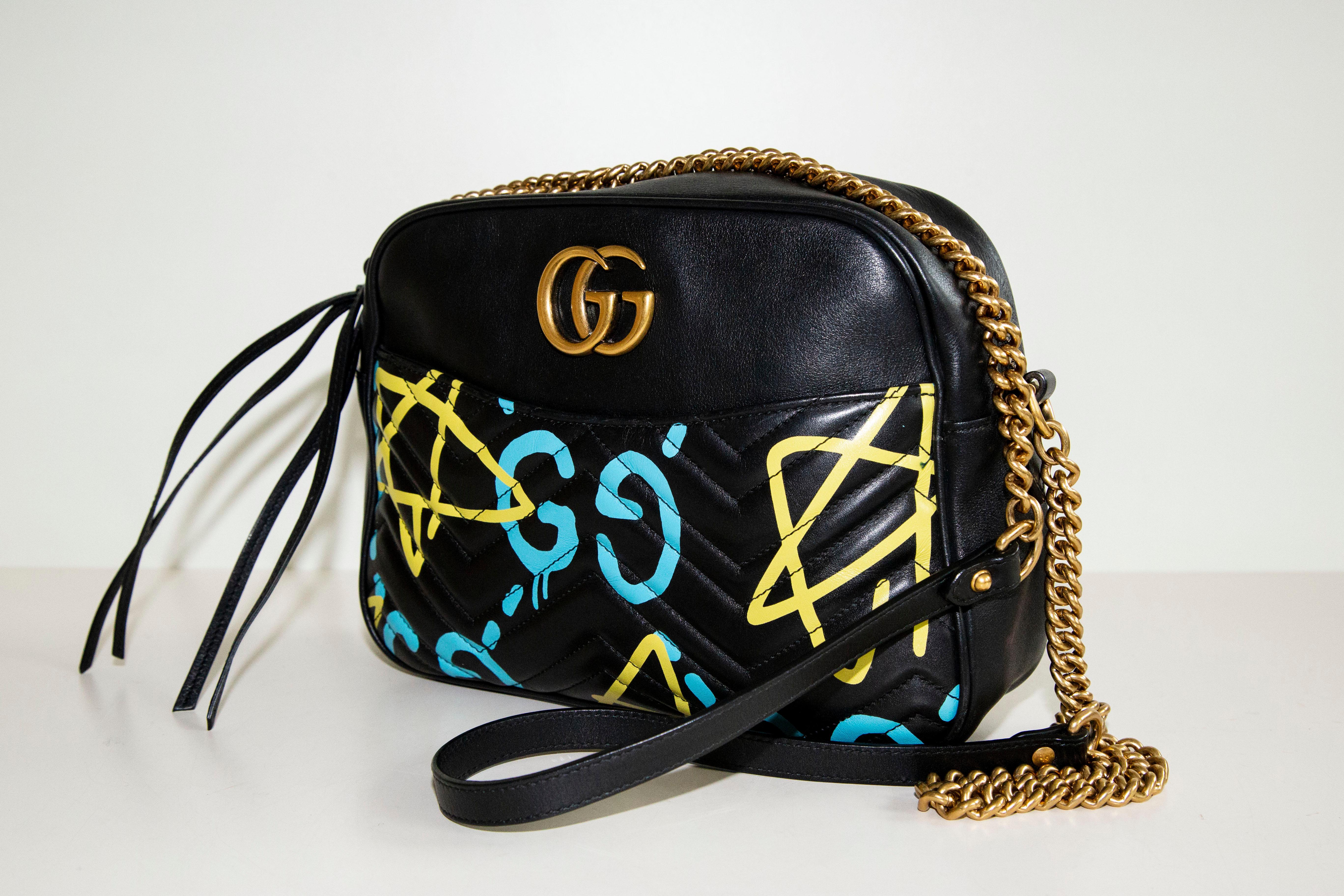 Black Gucci GG Marmont Ghost Chain Crossbody Bag For Sale