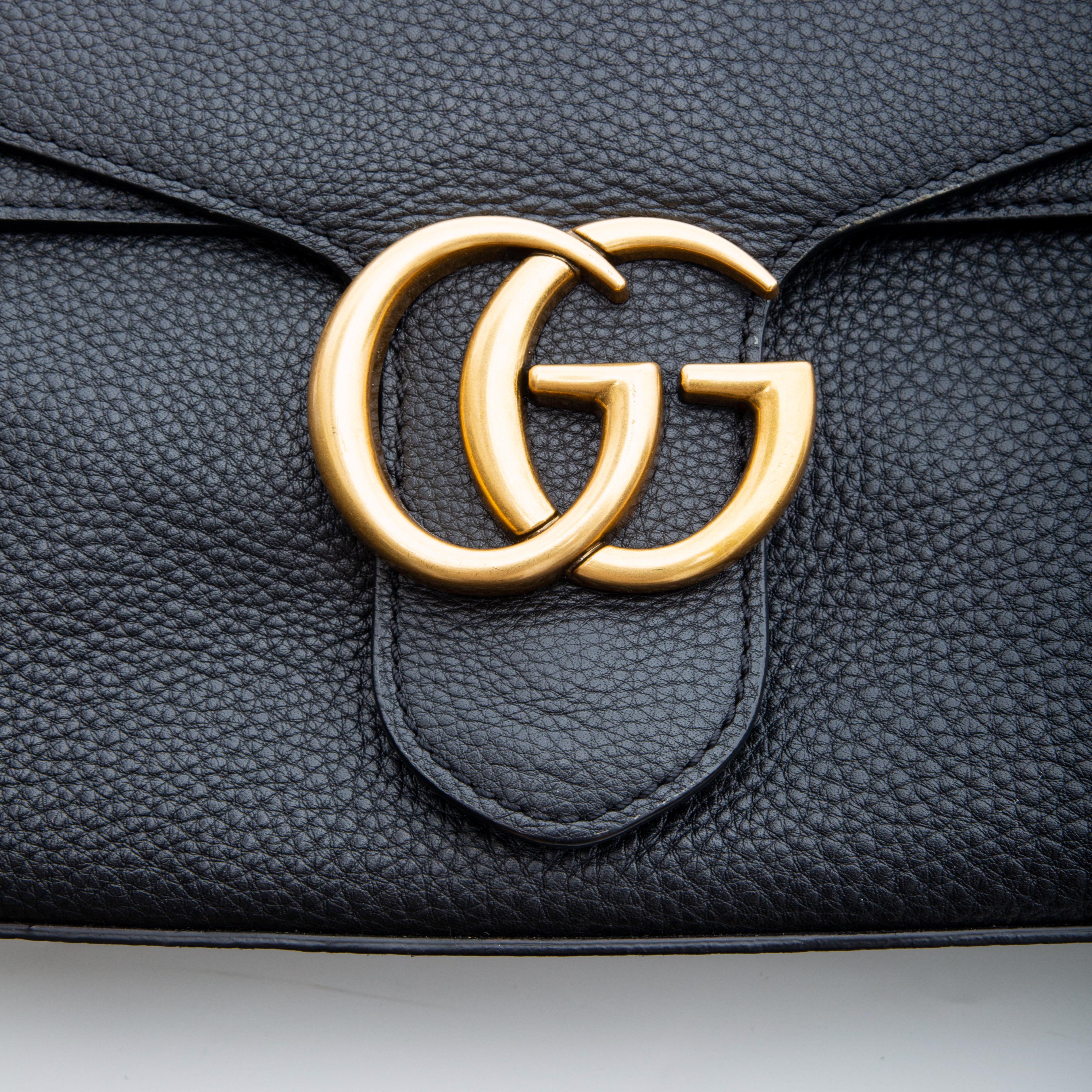 Gucci GG Marmont Grained Calfskin Black Shoulder (401172) 3