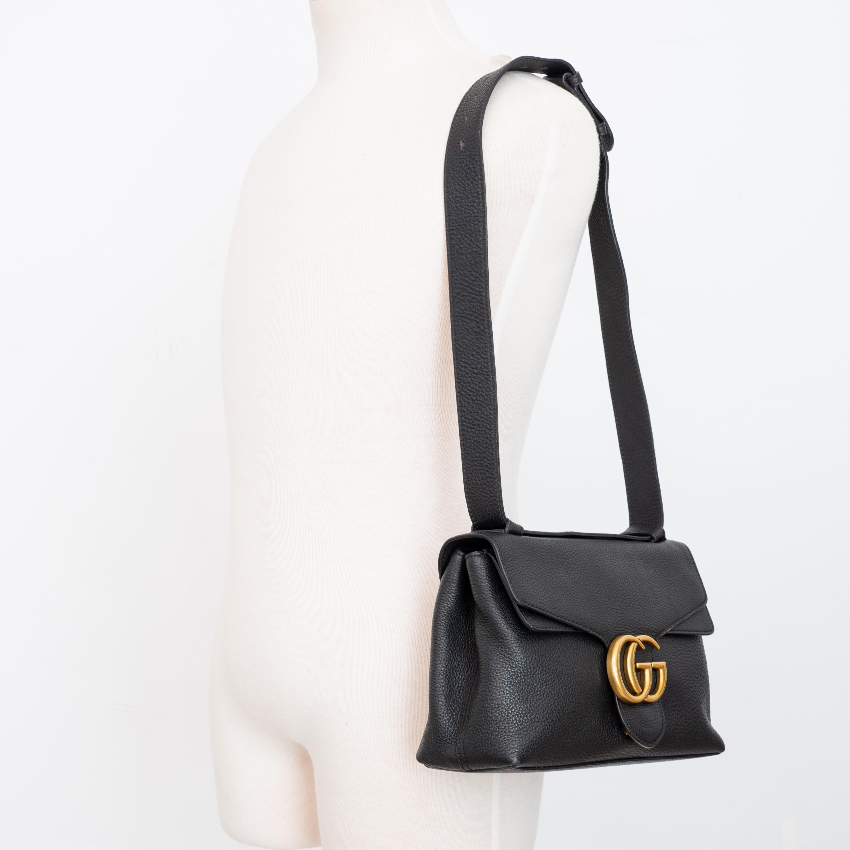 Gucci GG Marmont Grained Calfskin Black Shoulder (401172) 4