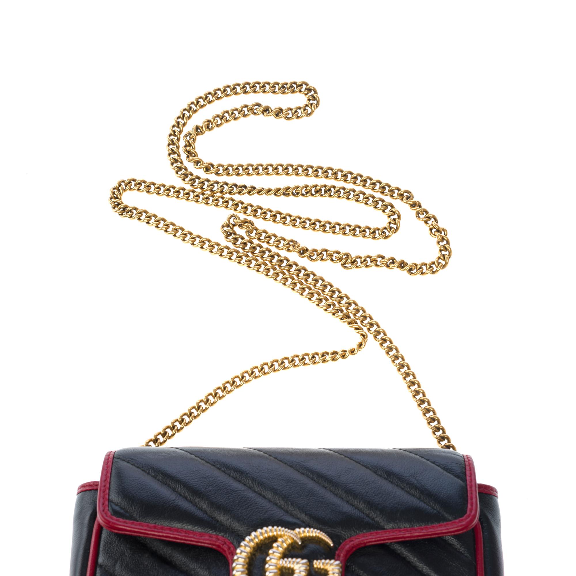 Gucci GG Marmont in black and red quilted calf leather , GHW 6