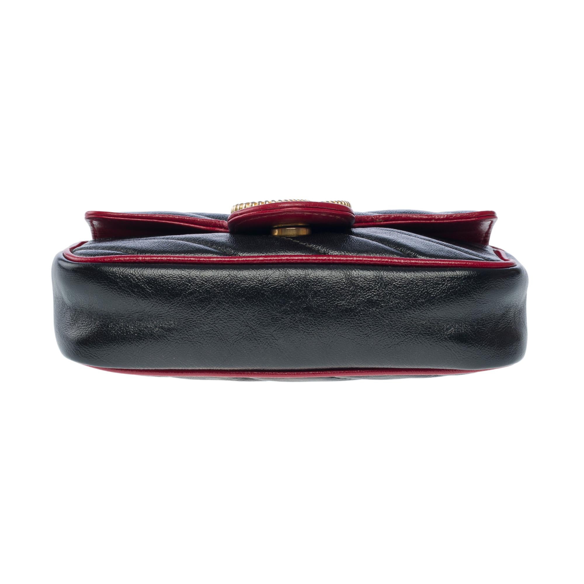 Gucci GG Marmont in black and red quilted calf leather , GHW 7