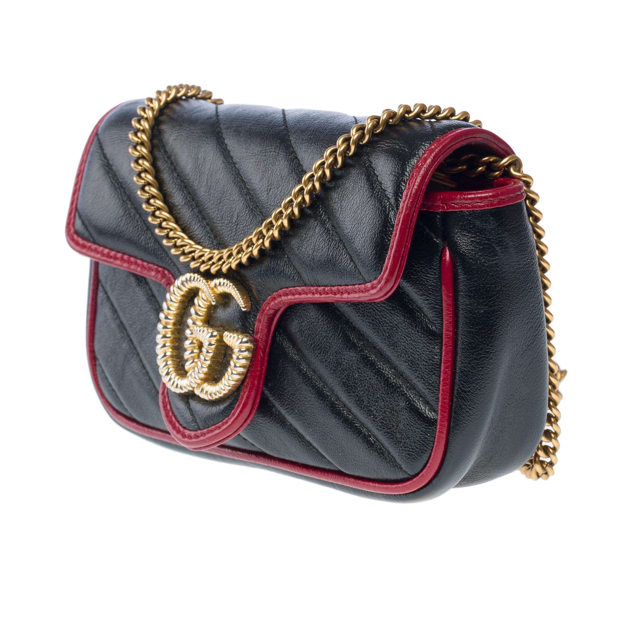 Gucci GG Marmont in black and red quilted calf leather , GHW 1