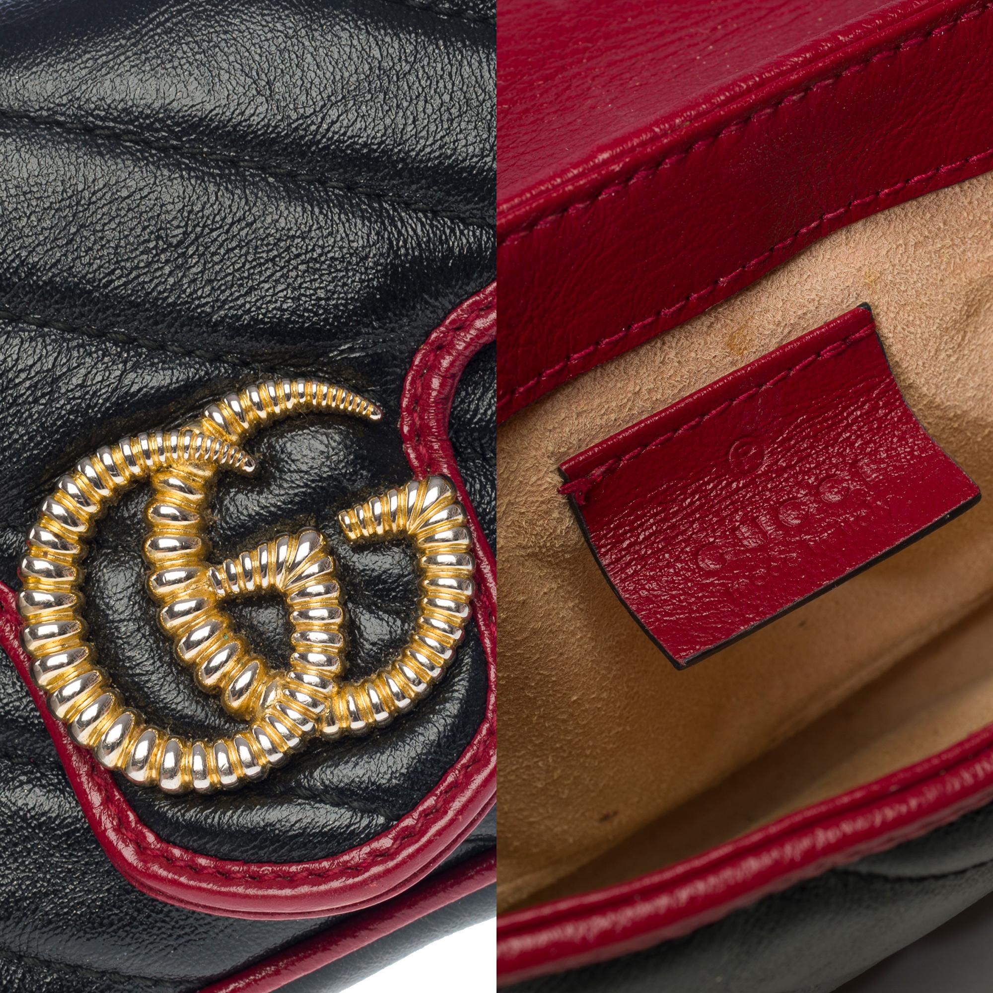 Gucci GG Marmont in black and red quilted calf leather , GHW 3