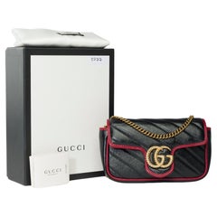 Gucci GG Marmont in black and red quilted calf leather , GHW