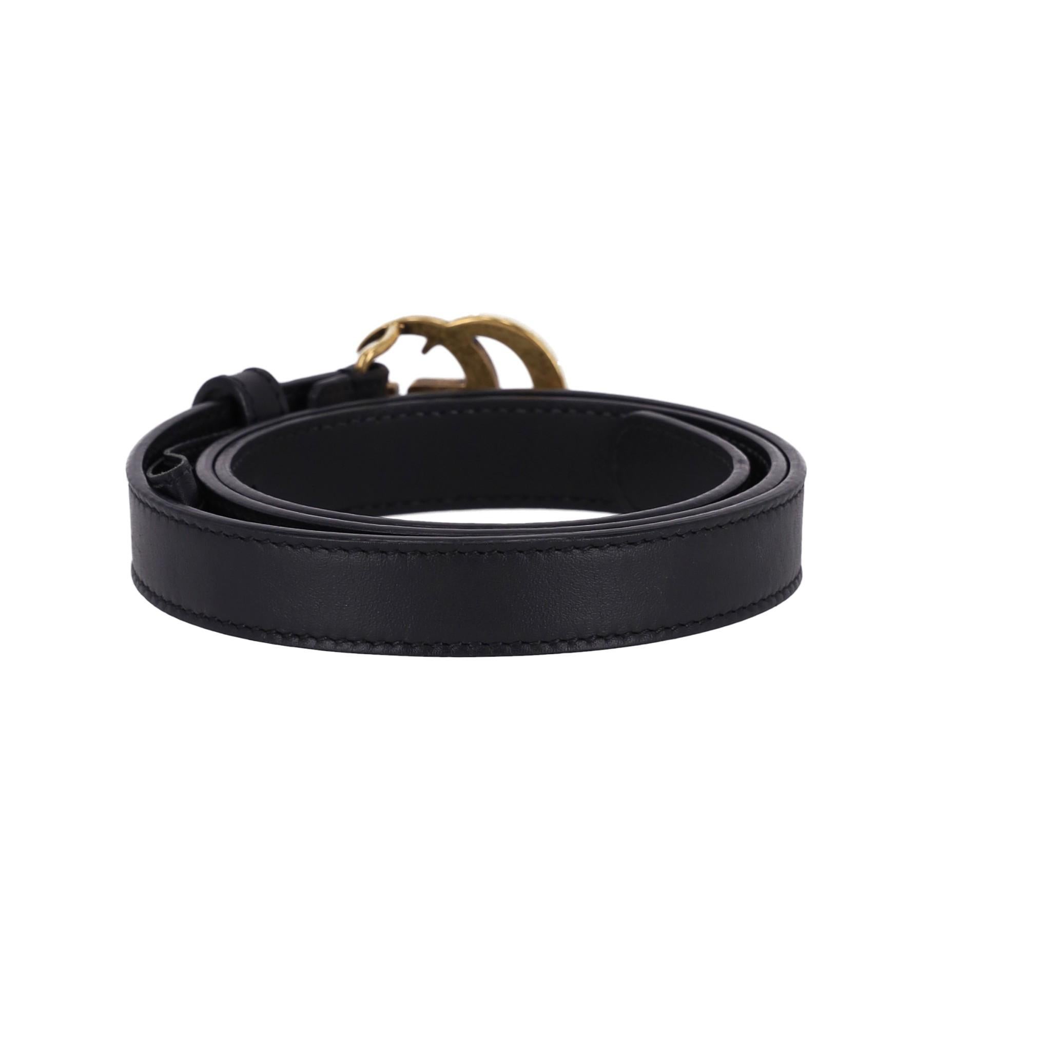 Black Gucci GG Marmont Leather Belt For Sale
