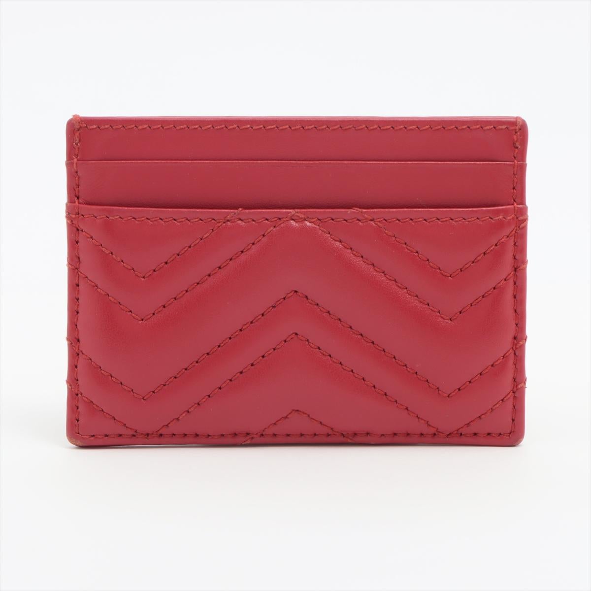 Gucci GG Marmont Leather Card Case Red In Good Condition In Indianapolis, IN