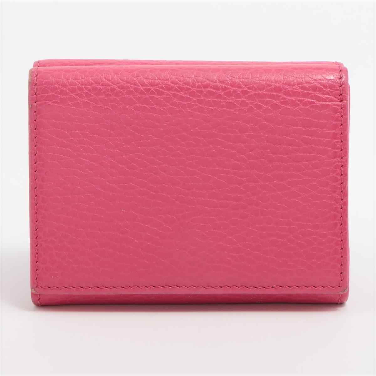 Gucci GG Marmont Leather Compact Wallet Pink In Good Condition In Indianapolis, IN