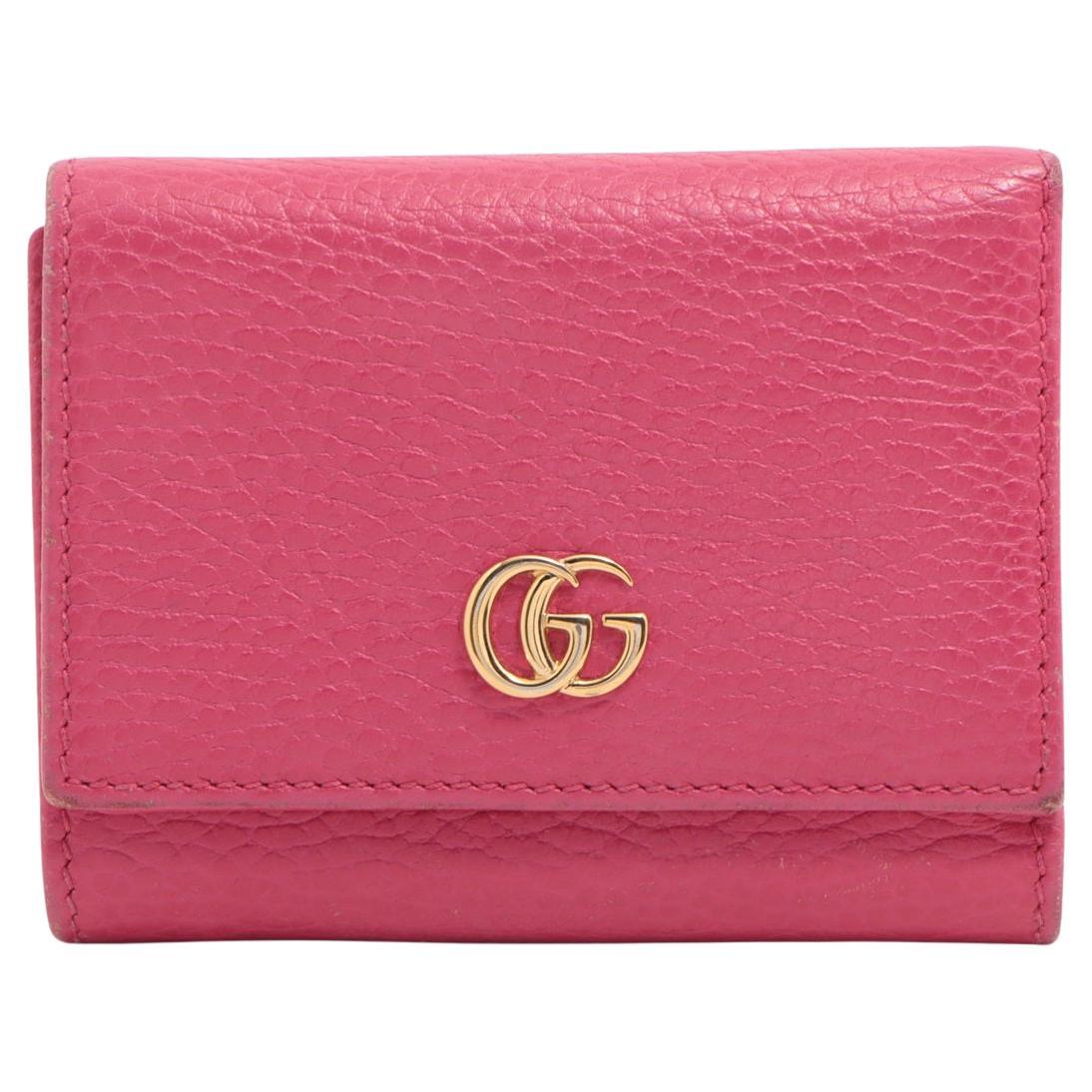 Gucci GG Marmont Leather Compact Wallet Pink For Sale