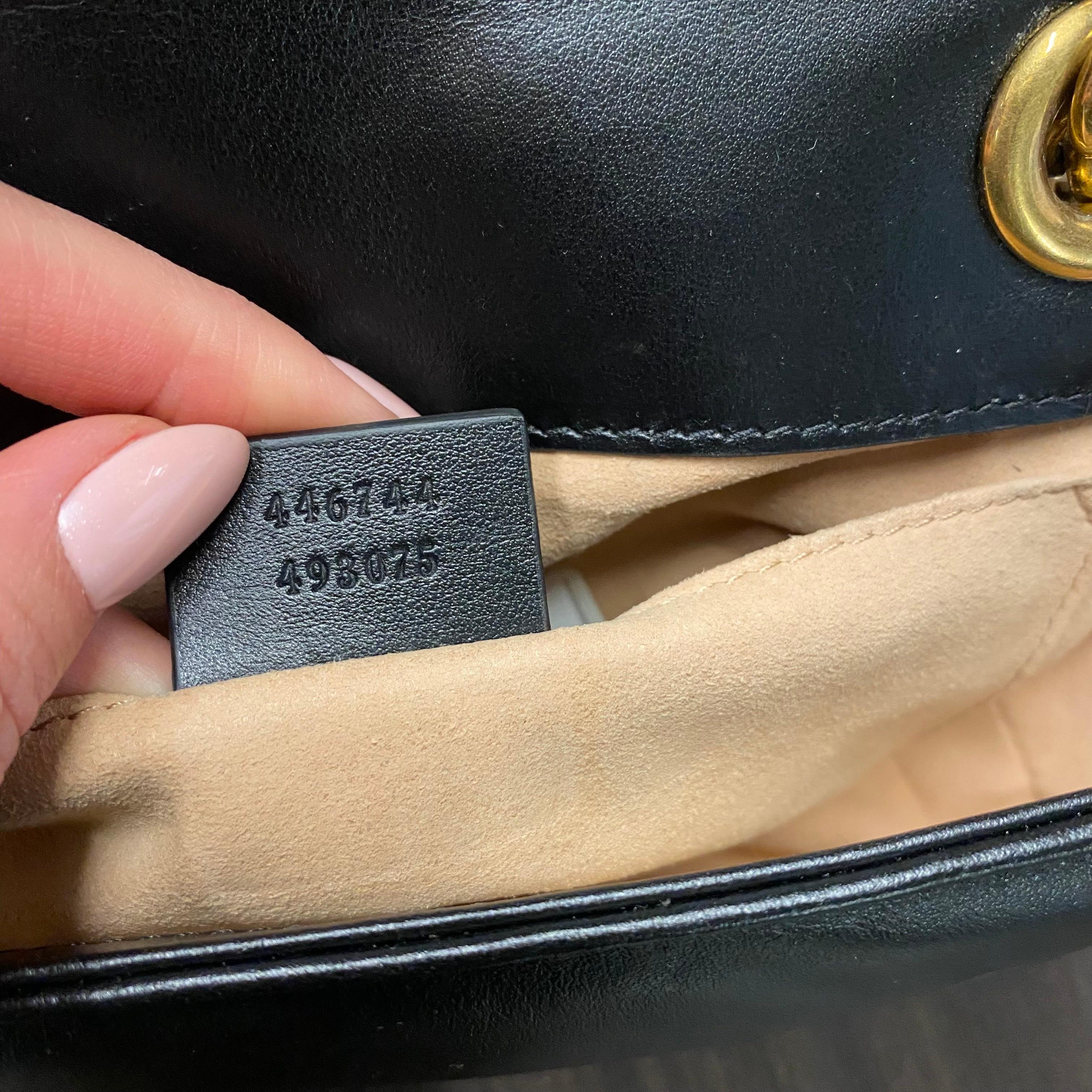 Women's Gucci GG Marmont Matelasse Black Leather Mini Shoulder Bag 446744