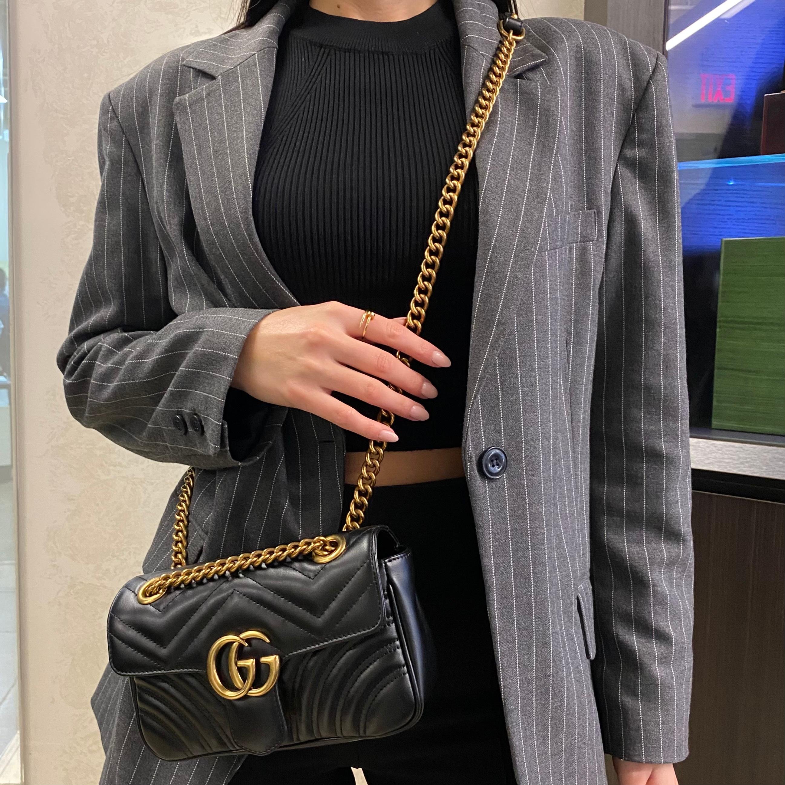 Gucci GG Marmont Matelasse Black Leather Mini Shoulder Bag 446744 1