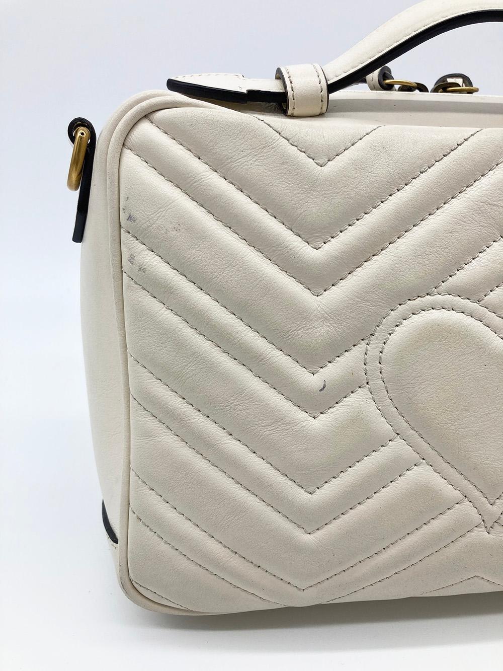 Women's Gucci GG Marmont Matelasse Top Handle Flap Bag  For Sale